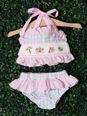 Beach smocked two piece swim suit